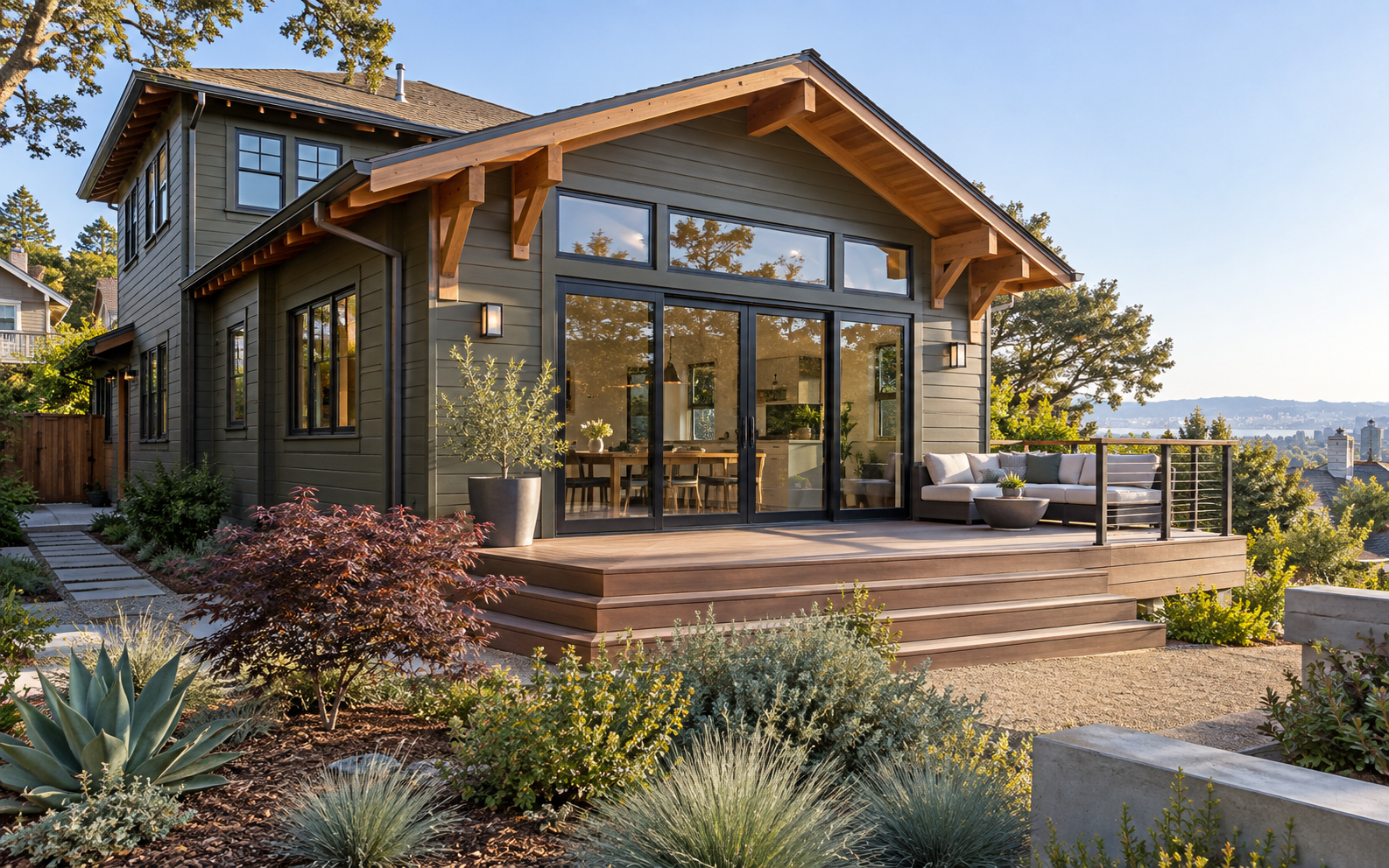 Completed Craftsman-inspired residential construction addition in Oakland